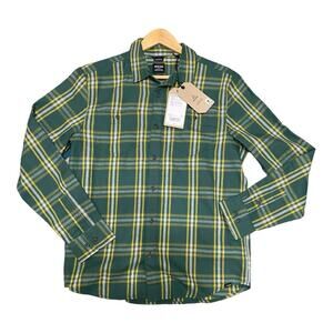 Prana  Men's Long Sleeved Dolberg Flannel Shirt Green Plaid Size Small NEW
